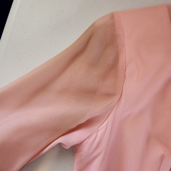 Vintage Pink Floral Mod Party Dress Taffeta Formal Gown High Neck 60s Small - Picture 10 of 14